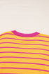 Stripe Trimmed Round Neck Drop Shoulder Loose Sweater